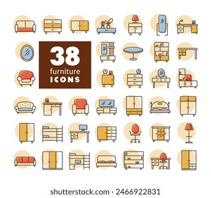 Simple set of Furniture vector icon. Graph symbol for furniture, web site and apps design, logo, app, UI
