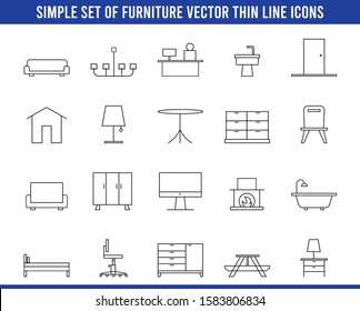Simple Set of Furniture Vector Line Icons. Editable Stroke. 64x64 Pixel Perfect.