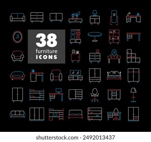 Simple set of Furniture vector on black background icon. Graph symbol for furniture, web site and apps design, logo, app, UI