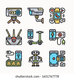 simple set Gadget Color icons Pack vector