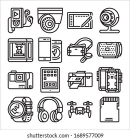 Simple Set of Gadget Related Vector Line Icons