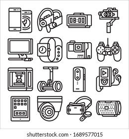 Simple Set of Gadget Related Vector Line Icons