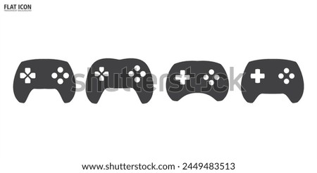 Simple set of Game console icon symbol signs, Video game console. Black joystick vector, Game controller, Gamepad icon vector illustration logo template in trendy flat style transparent background.