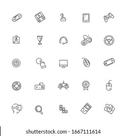 Simple set of games related vector line icons
