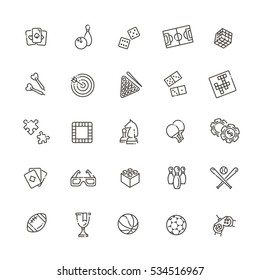 Simple Set of Games Related Vector Line Icons