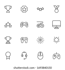 Simple set of gaming icons in trendy line style. Modern vector symbols, isolated on a white background. Linear pictogram pack. Line icons collection for web apps and mobile concept.
