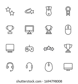 Simple set of gaming icons in trendy line style. Modern vector symbols, isolated on a white background. Linear pictogram pack. Line icons collection for web apps and mobile concept.
