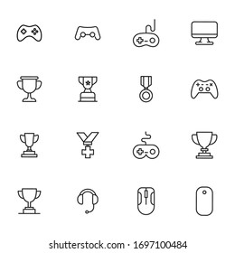 Simple set of gaming icons in trendy line style. Modern vector symbols, isolated on a white background. Linear pictogram pack. Line icons collection for web apps and mobile concept.
