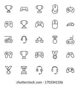 Simple set of gaming icons in trendy line style. Modern vector symbols, isolated on a white background. Linear pictogram pack. Line icons collection for web apps and mobile concept.
