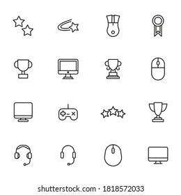 Simple set of gaming icons in trendy line style. Modern vector symbols, isolated on a white background. Linear pictogram pack. Line icons collection for web apps and mobile concept.