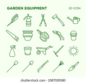 Simple Set of Garden Equipment. Vector Line Icons. Editable Stroke. Pixel Perfect.