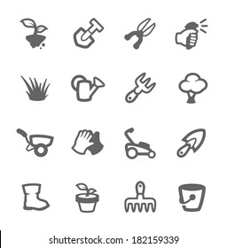 Simple set of Garden tools related vector icons for your design