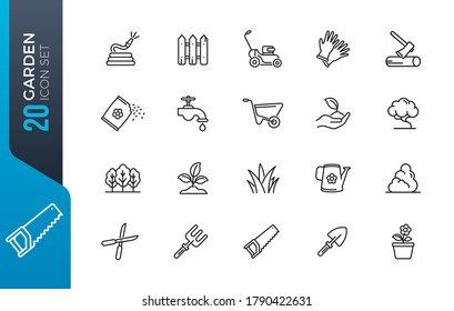 Simple Set of Gardening Related Vector Line Icons. Contains such Icons as Auto Watering, Seeding, Garden Tools and more.