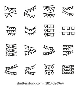Simple set of garland icons in trendy line style. Modern vector symbols, isolated on a white background. Linear pictogram pack. Line icons collection for web apps and mobile concept.