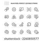 Simple Set of Gear Related Vector Line Icons. Contains such Icons as Engineering, Process, Settings and more. Editable Stroke. 48x48 Pixel Perfect.