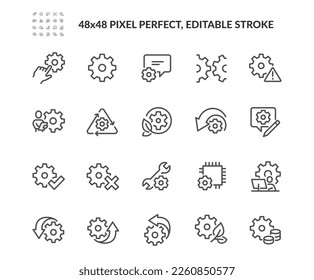 Simple Set of Gear Related Vector Line Icons. Contains such Icons as Engineering, Process, Settings and more. Editable Stroke. 48x48 Pixel Perfect. - Shutterstock ID 2260850577