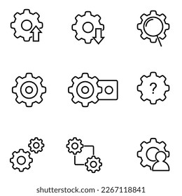 Simple Set of Gear Related Vector Line Icons. Contains Icons like Technique, Process, Settings and more. Editable Stroke.