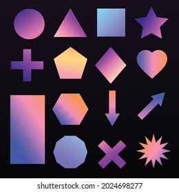 Simple Set of geometric shapes,  basic shapes, Vector flat design, square, circle, rectangle, oval, star, triangle, hexagon, rhombus, heart.