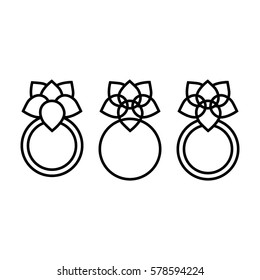 Simple set of geometric symbol of three rings with flower petals plexus. for invitation, banner, poster, business sign, identity, branding. Jewelry logo vector set and isolate on white background.