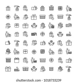 Simple set of gift related outline icons. Elements for mobile concept and web apps. Thin line vector icons for website design and development, app development. Premium pack.