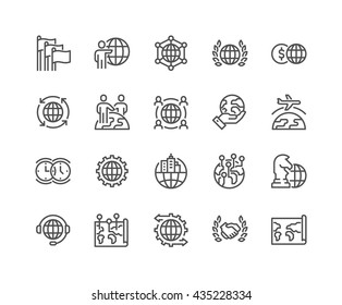 Simple Set of Global Business Related Vector Line Icons. 
Contains such Icons as International Partnership, Outsourcing, Branch Office and more. 
Editable Stroke. 48x48 Pixel Perfect. 