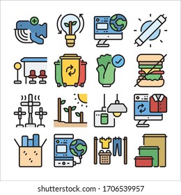 Conjunto simple de iconos de línea de vectores relacionados con el calentamiento global