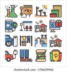 Simple Set of Global Warming Related Vector Line Icons Color