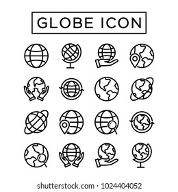 Simple set Globe Icon. Editable stroke outline. Element for mobile concept and web apps