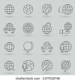 Simple set of globe related outline icons. Elements for mobile concept and web apps. Thin line vector icons for website design and development, app development. Flat line vector illustration
