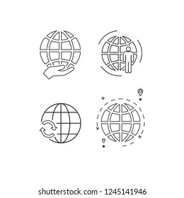 Simple set of globe related outline icons. Thin line vector icons for website design and development, app development. Vector