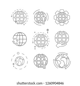 Simple set of globe related outline icons. Elements for mobile concept and web apps. Thin line vector icons for website design and development, app development. Vector