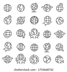 Simple set of globe related outline icons. Elements for mobile concept and web apps. Thin line vector icons for website design and development, app development. Premium pack