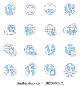 Simple set of globe related outline icons. Elements for mobile concept and web apps. Thin line vector icons for website design and development. Perfect vector graphics