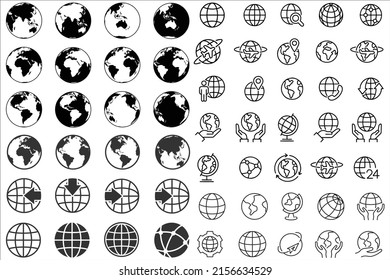 Conjunto simple de iconos de contorno relacionados con el globo.Trazo editable.  Iconos vectoriales de línea delgada para el diseño y desarrollo de sitios web, desarrollo de aplicaciones. Paquete Premium.Elementos para concepto móvil y aplicaciones web.