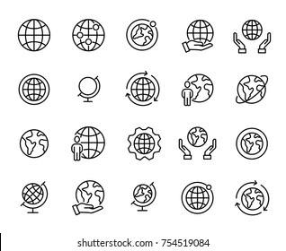 Simple set of globe related outline icons. Elements for mobile concept and web apps. Thin line vector icons for website design and development, app development. Premium pack. - Shutterstock ID 754519084