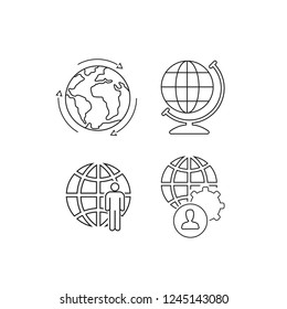 Simple Set of Globe Related Vector Line Icons. Contains such Icons as World Map, Connections, Global Business, Travel and more. Vector