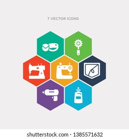 simple set of glue stick, hot glue, jeans pocket, new sewing machine icons, contains such as icons old sewing machine, overstitch, rotary and more. 64x64 pixel perfect. infographics vector