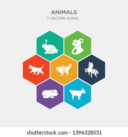 simple set of goat, guinea pig heag, bee, racoon icons, contains such as icons cat, koala, rabbit and more. 64x64 pixel perfect. infographics vector