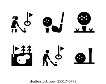 Simple Set of Golf Related Vector Solid Icons. Contains Icons as Golf Player, Golf Stick, Golf Ball and more.