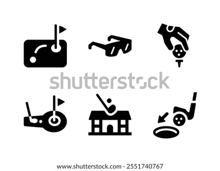 Simple Set of Golf Related Vector Solid Icons. Contains Icons as Mini Golf, Sunglasses, Golf Glove and more.