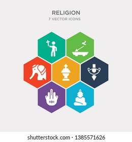 simple set of gospel, great buddha, hamsa, heresy icons, contains such as icons holy chalice, holy elephant, incense and more. 64x64 pixel perfect. infographics vector