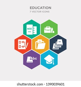 simple set of graduate cap, 3d dictionary, three books, open file icons, contains such as icons arrange, lunchbox, mie and more. 64x64 pixel perfect. infographics vector
