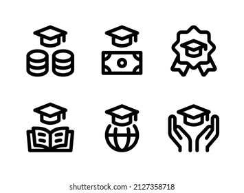 Simple Set Of Graduation Related Vector Line Icons. Contains Icons As Scholarship, Award, Education Book And More.