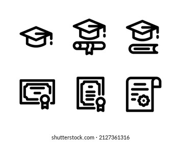 Simple Set of Graduation Related Vector Line Icons. Contains Icons as Mortarboard, Diploma and more.