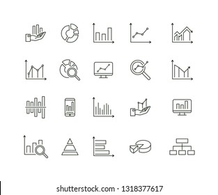 Simple Set of Graph and Diagram Related Vector Line Icons. Contains such Icons as Pie Chart, Graphic, Statistics, Column Chart 