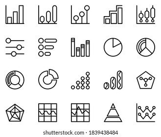 Simple set of graph icons vector on white background.