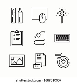 Configuración sencilla de iconos de línea vectorial de herramientas de diseñador gráfico