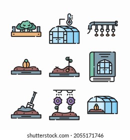 Simple Set Greenhouse Vector Color Icons
