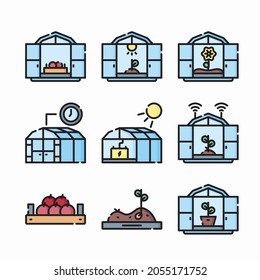 Simple Set Greenhouse Vector Color Icons
