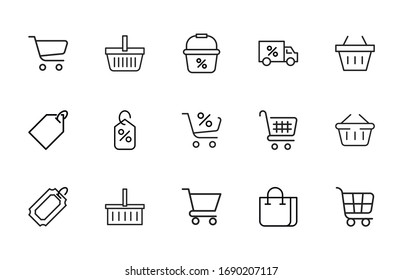 Simple set of grocery modern thin line icons. Trendy design. Pack of stroke icons. Vector illustration isolated on a white background. Premium quality symbols.
